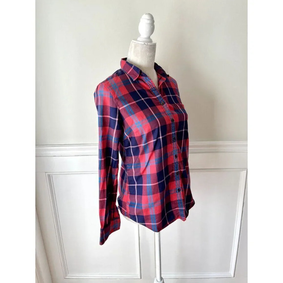 J. Crew Perfect Fit Cotton Button Down Shirt S Red Plaid - Picture 2 of 4